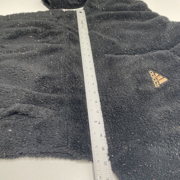 Adidas Girls Sweatshirt XL 16 Black Gold Sparkle Mock Neck Sherpa Fuzzy 1/4 Zip‎ - Picture 10 of 10